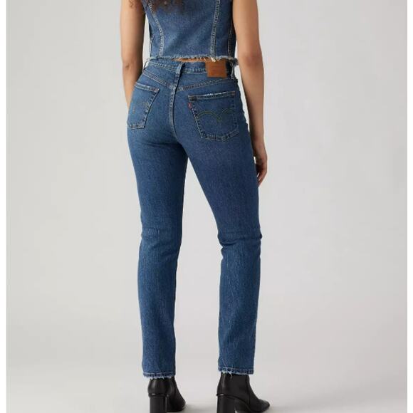 LEVI'S 501 Original Fit Jean Button Fly High Rise Medium Wash Denim Womens Sz 27 - Picture 2 of 10